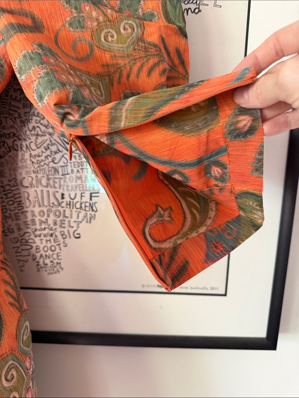 HUNTER BELL Sutton Taffeta Dress Size 6 Autumnal Fall Orange Print $545 - Picture 9 of 14